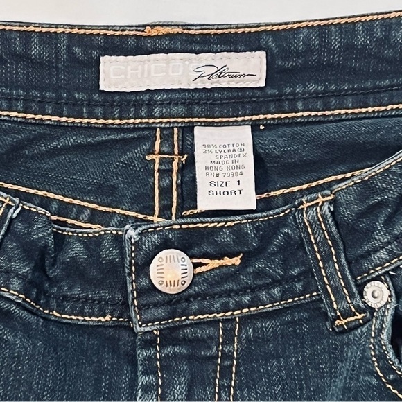 Chico’s Platinum Facet Jeans Blue Sz 1 (8) Short‎ EUC - Picture 3 of 10